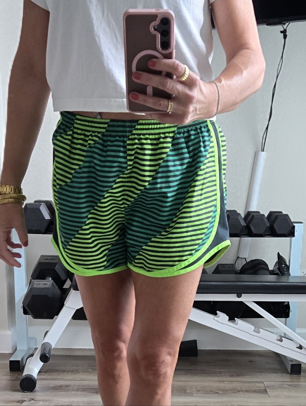 Nike Tempo Women's Mid-Rise 3" Brief-Lined Stripe Running Shorts - L